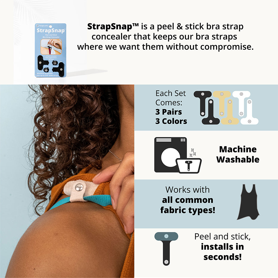 StrapSnap™ the best bra strap holder, clip, & concealer.